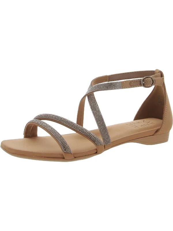 Sandals with fabric straps-Sicily  Womens Rhinestone Dressy Strappy Sandals