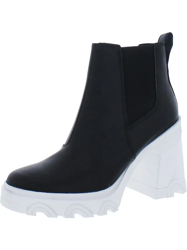 trendy boots for women-Brex  Womens Leather Pull On Chelsea Boots