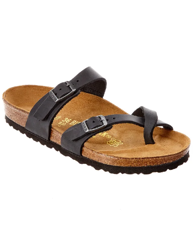 Comfortable sandals for flat feet-Birkenstock Women's Mayari Oiled Leather Sandal