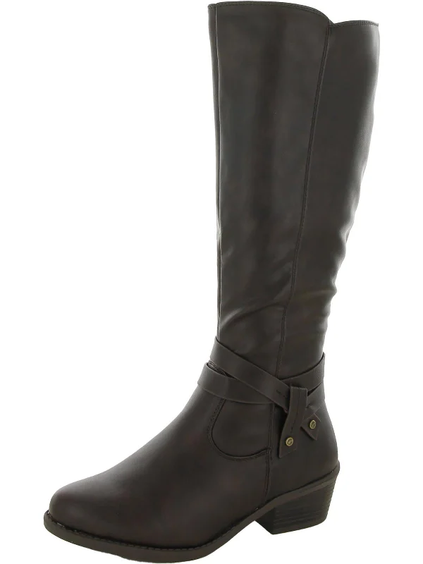 stylish winter boots with comfortable fit-Anissa Womens Faux Leather Tall Knee-High Boots