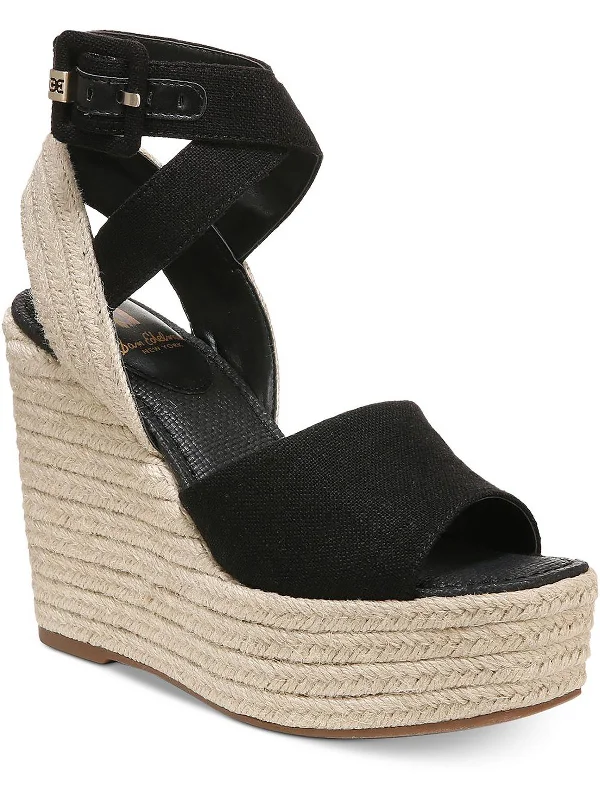 Sandals with chic outdoor styling-Vada Womens Canvas Wedge Platform Sandals