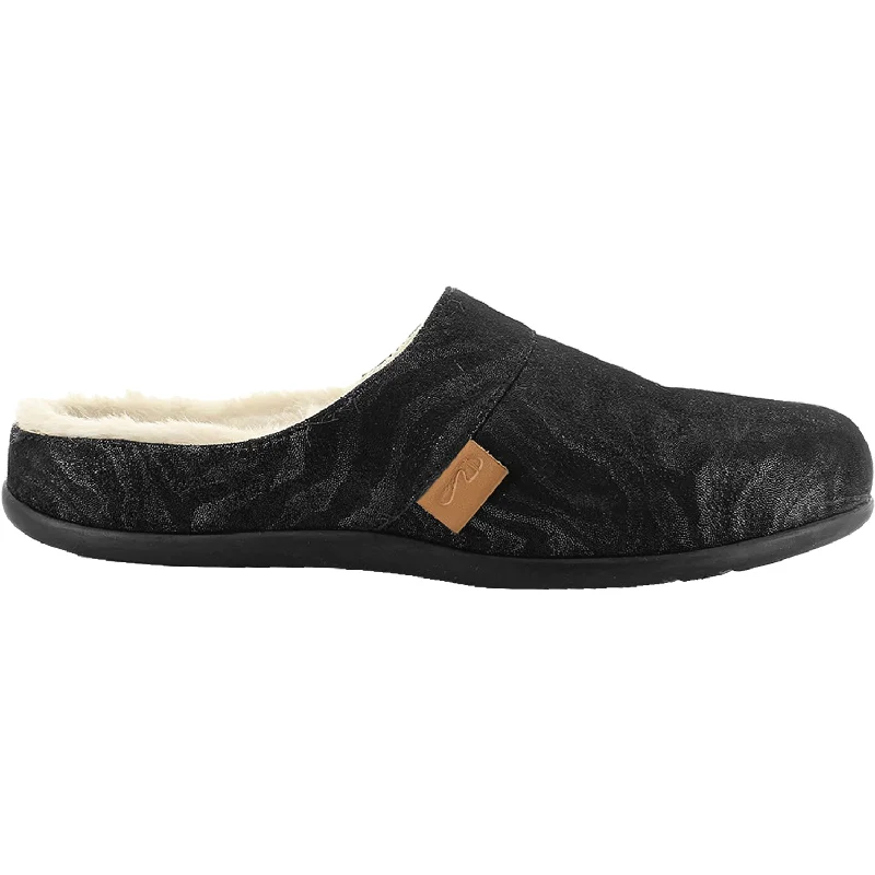 Slippers with wool socks-Women's Strive Vienna Black Zebrine Nubuck