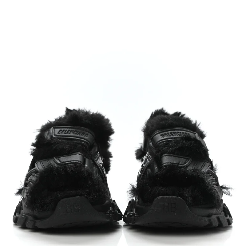 Sandals with vegan leather-Balenciaga Faux Fur Rubber Mesh Track Sandals 'black'