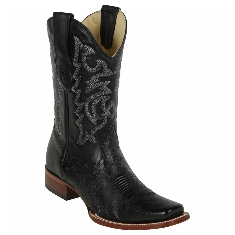 comfortable boots with cushion-Los Altos 8129705 Men's Black Genuine Smooth Ostrich Rodeo Boots