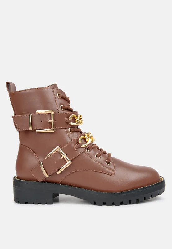 cozy winter boots for women-billy metal chain embellished biker boots