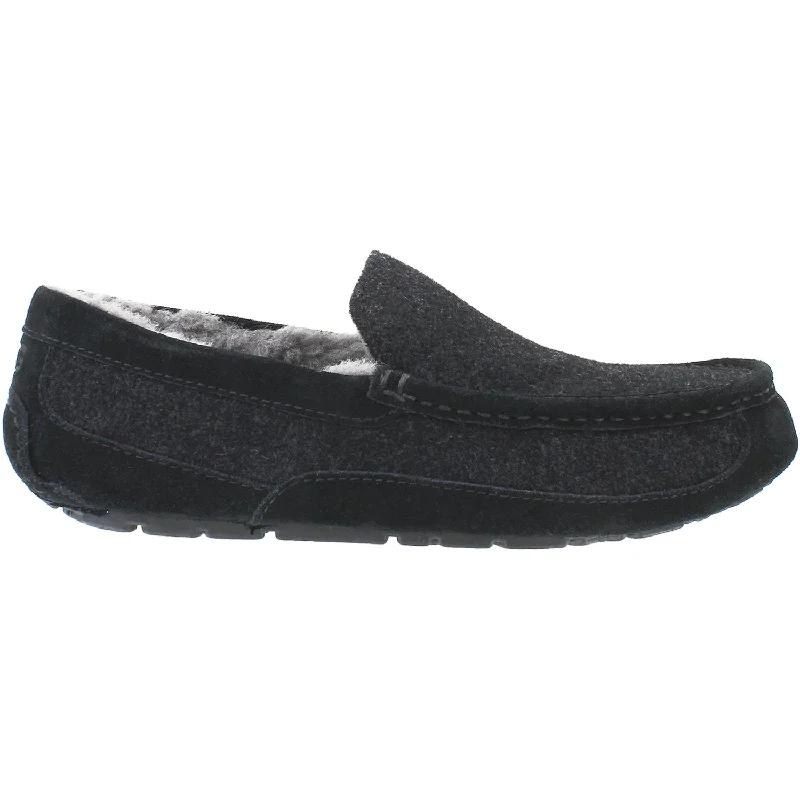 Slippers with night rest-Men's UGG Ascot Wool Black Wool/Suede