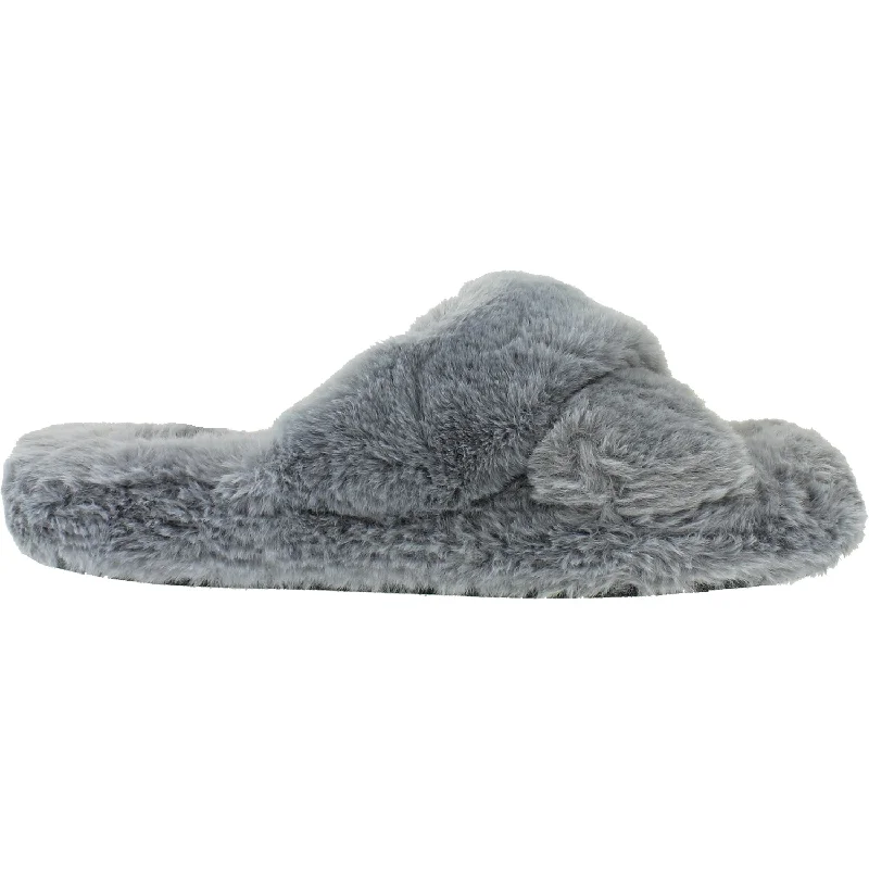 Slippers with fluffy tops-Women's Tempur-Pedic Sloann Grey Faux Fur