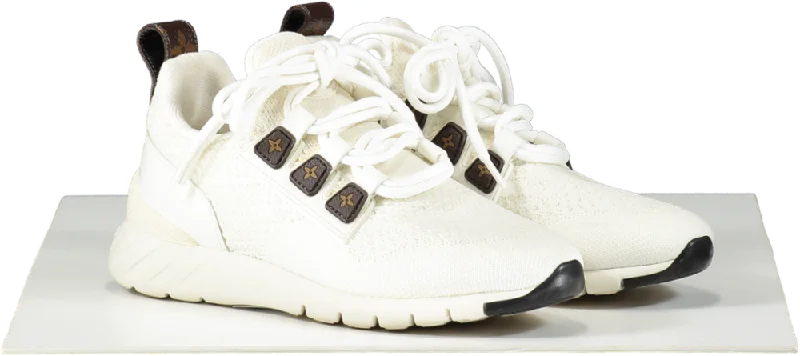 Athletic shoes with non-marking sole-Louis Vuitton White Knit Fabric And Leather Aftergame Lace Up Sneakers UK 3 EU 36 👠