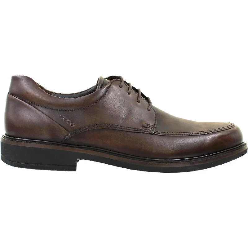 Fashion dress shoes with watch-Men's Ecco Holton Apron Toe Tie Cocoa Brown Leather