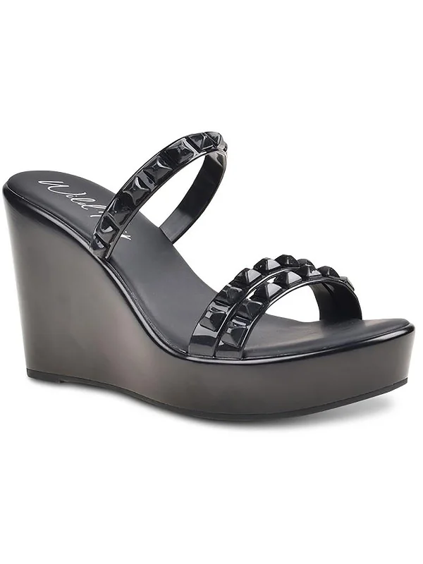 Sandals for travel to warm destinations-Cortezz Womens Studded Open Toe Wedge Sandals