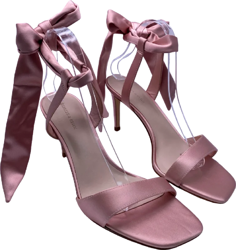 Charles & Keith Pink Satin Bow Heels EU 41 UK 8