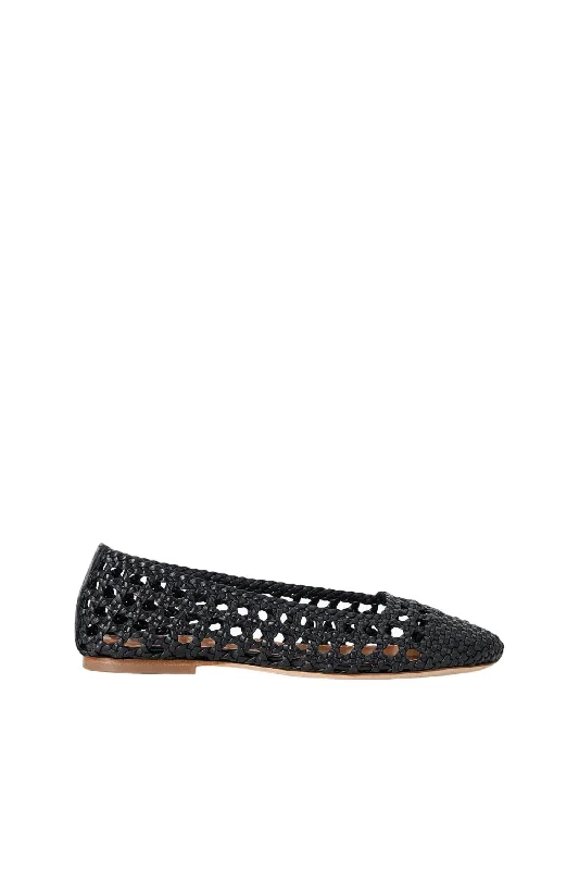 Stylish flats with patios-Nell Crochet Ballerina Shoes In Black