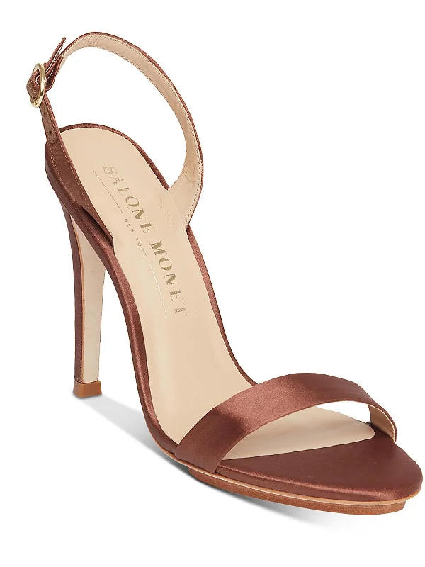 Sandals with leather accents-Sable Womens Satin Slingback Heels