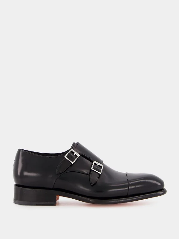 Leather Double-Buckle Shoes