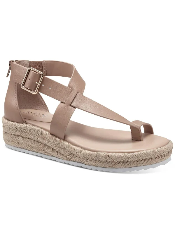 Sandals with trendy buckle designs-Moira Womens Asymmetric Toe Loop Wedge Sandals