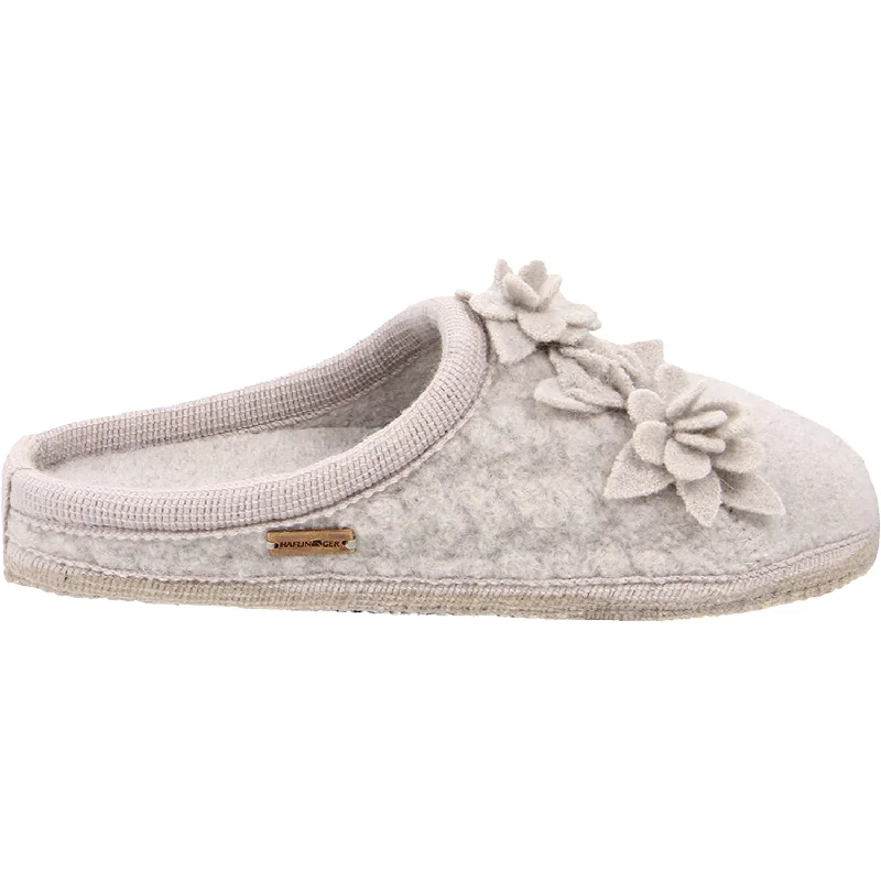 Slippers with crochet tops-Women's Haflinger Charisma Light Grey Wool