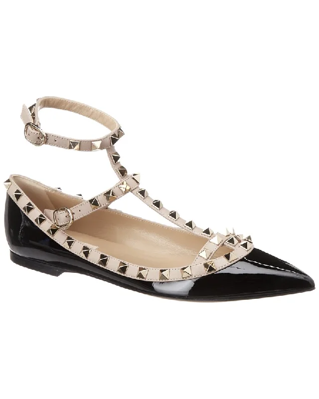 Affordable flats with lofts-Valentino Rockstud Caged Leather Flat