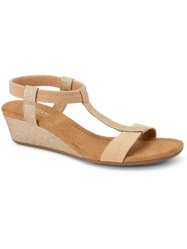 Sandals for a perfect summer vibe-Voyage Womens Faux Leather T Strap Wedge Sandals