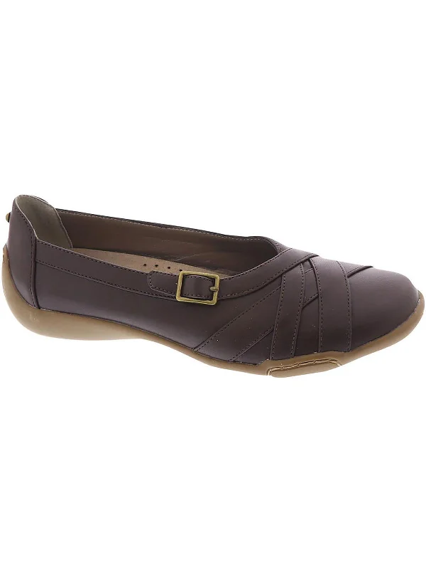 Cheap flats with decks-Valerie Womens Faux Leather Slip-On Ballet Flats