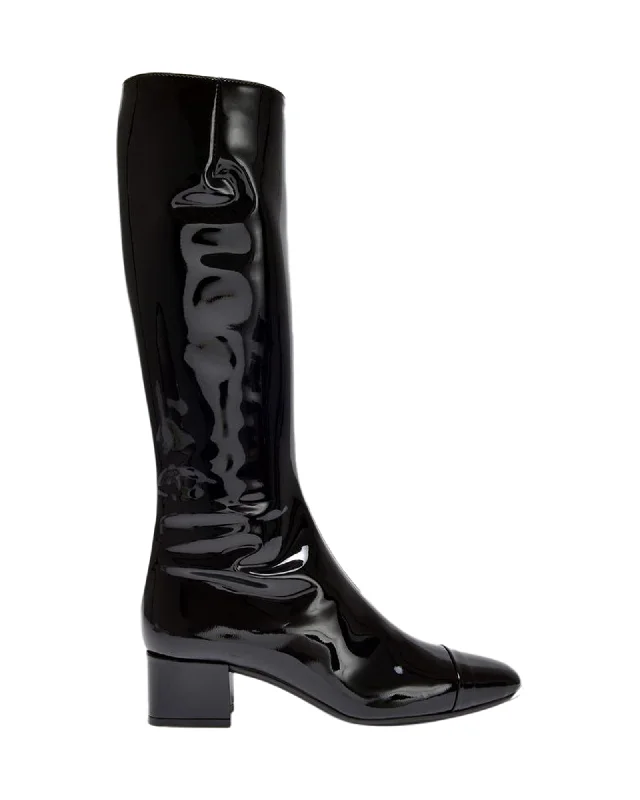 winter boots for outdoor adventures-Malaga Boots in Black Patent Leather