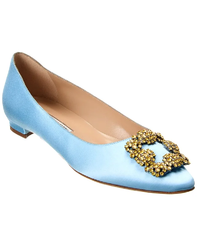 Flats with bold charm-Manolo Blahnik Hangisimu Satin Flat