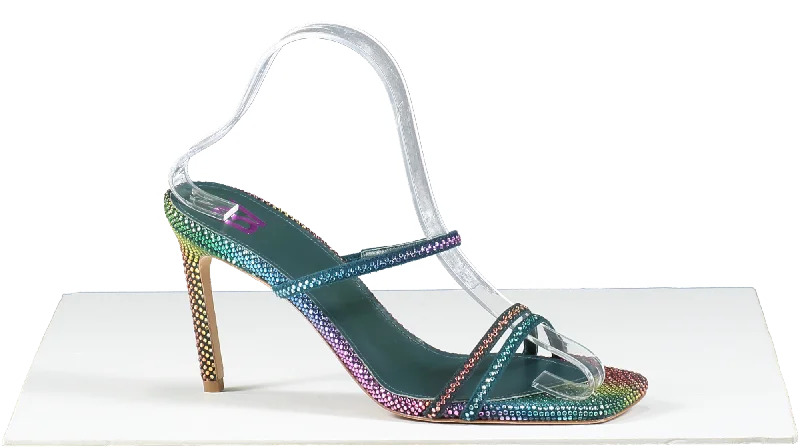 Bettina Vermillon Multicoloured Lady Strass Rainbow Crystal Embellished Strappy Heels UK 4 EU 37 👠