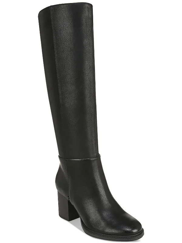 stylish boots for skiing trips-Riona Womens Faux Leather Tall Knee-High Boots