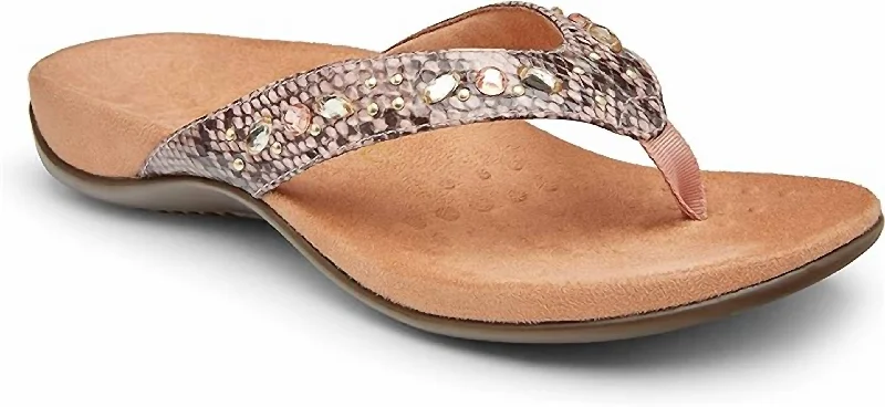 Comfortable sandals for barbecues-Women's Lucia Snake Thong Sandal In Camelia