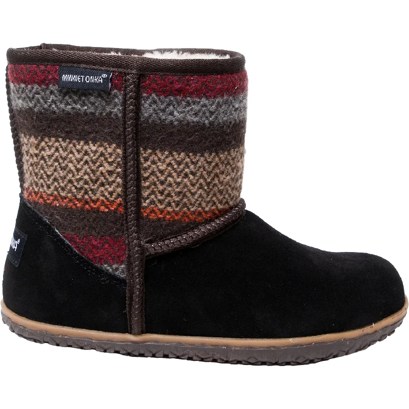 Slippers for dining calm-Women's Minnetonka Tali Black Multi Suede