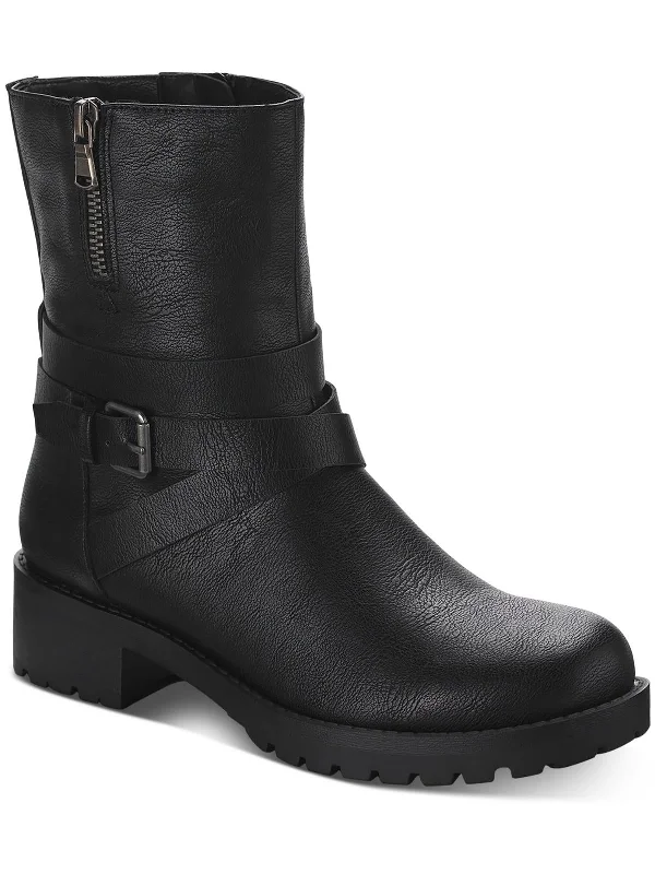 boots for walking in snowy environments-Stellaa Womens Faux Leather Lugged Sole Motorcycle Boots