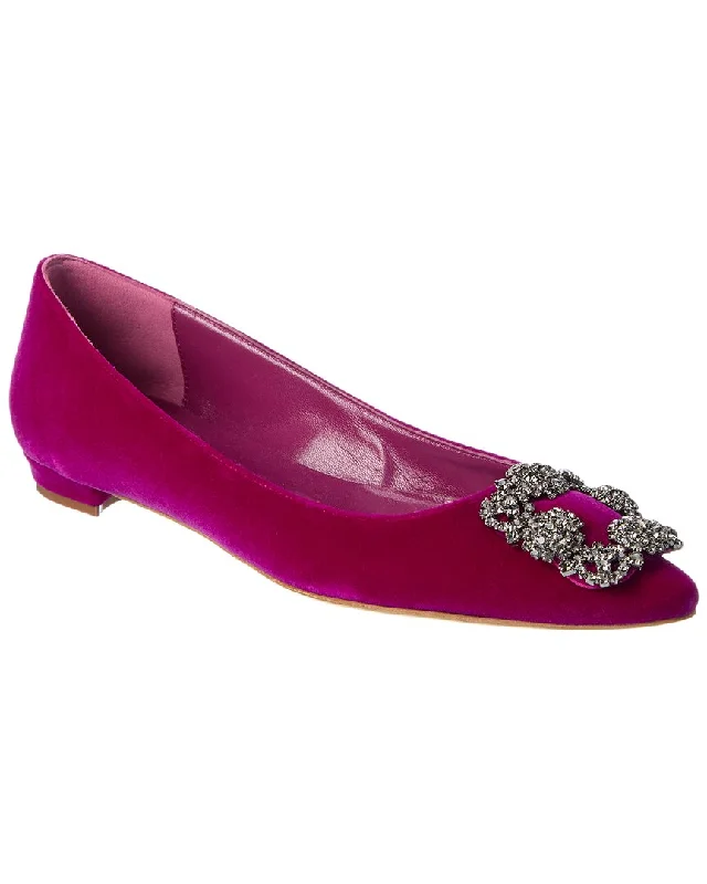 Flats with quirky charm-Manolo Blahnik Hangisi Velvet Flat