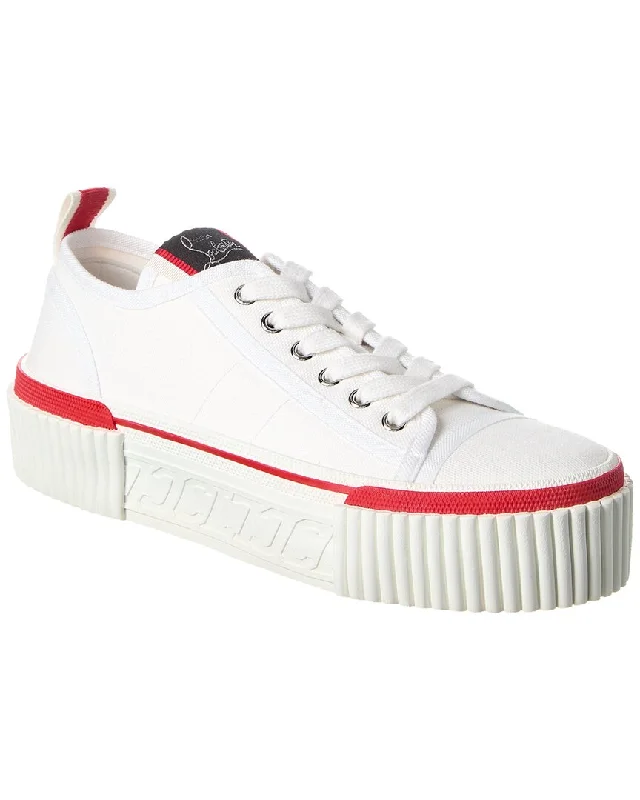 Athletic shoes for improved sports mobility-Christian Louboutin Super Pedro Canvas Platform Sneaker