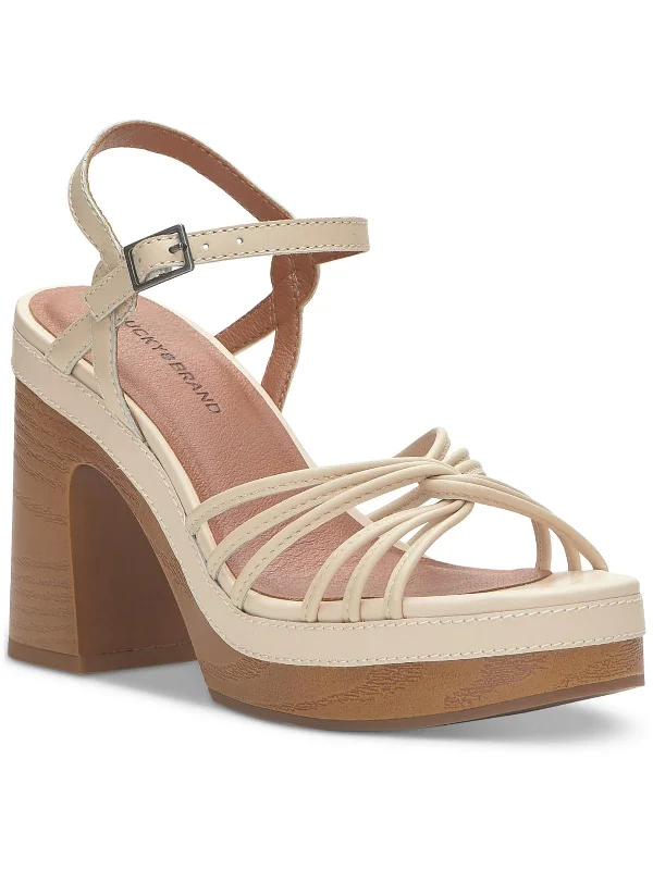 Sandals with stylish buckles-Ismene Womens Leather Buckle Platform Sandals