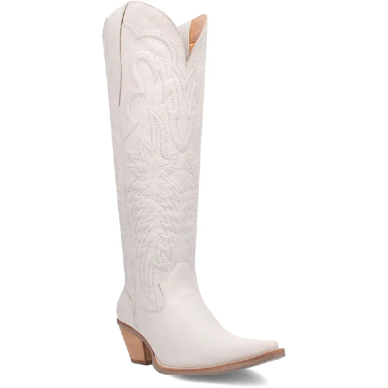 boots for winter hiking-Dingo Raisin Kane White Embossed Zipper and Snip Toe Leather Boots