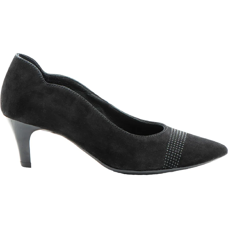 Fashion dress shoes with pros cons-Women's Ara Ty Black Kid Suede