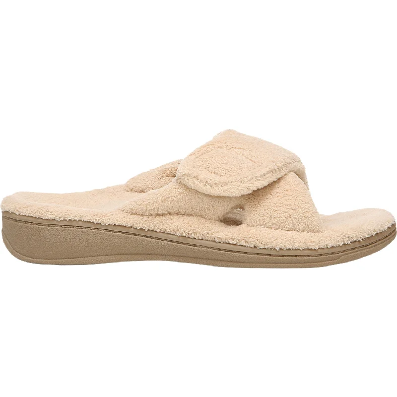 Slippers for fireplace toes-Women's Vionic Relax Slippers Tan Terrycloth