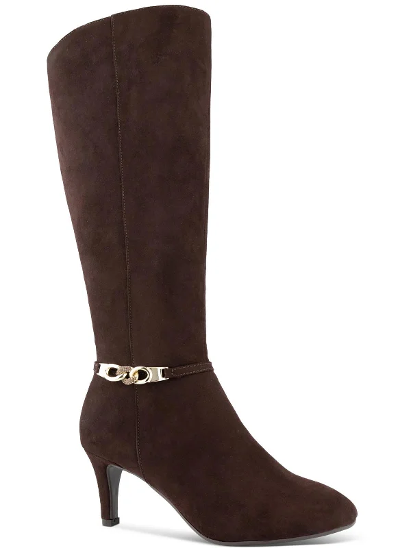 boots with extra warmth for extreme cold-Hanna  Womens Faux Suede Pull On Knee-High Boots