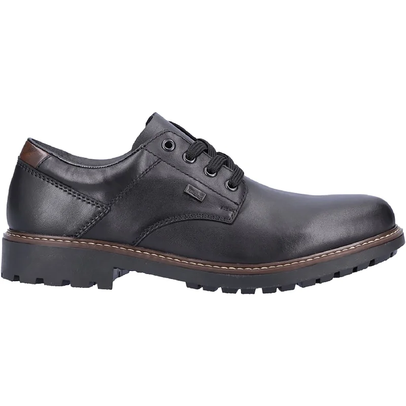 Fashion dress shoes with instagram-Men's Rieker F4611-00 Rocky 11 Black/Black/Toffee Leather