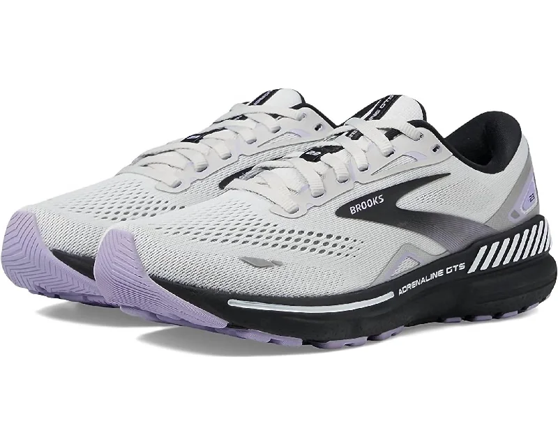 Athletic shoes for heavy-duty gym exercises-Women's Adrenaline Gts 23 Running Shoes ( B Width ) In Grey/black/purple