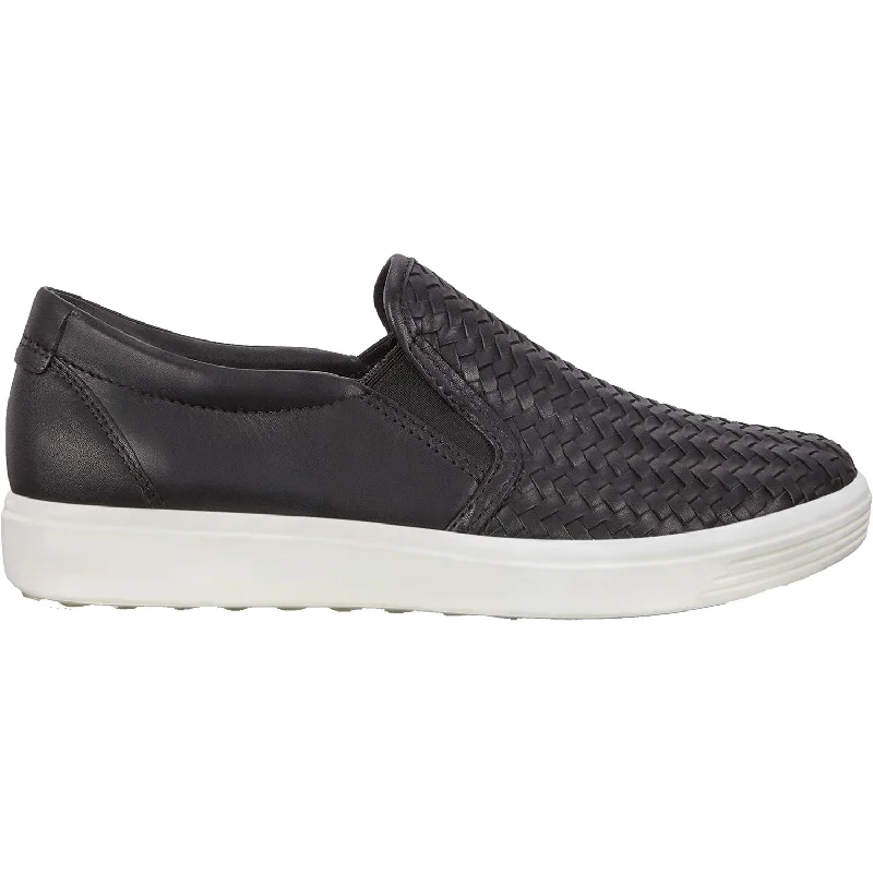 Casual Shoes for Casual Casual Home-Women's Ecco Soft 7 Woven Slip On Black Leather