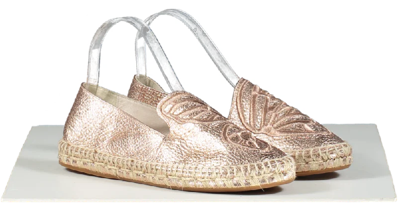 Sophia Webster Metallic Butterfly Embroidery Slip-on Espadrilles In Rose Gold UK 5 EU 38 👠