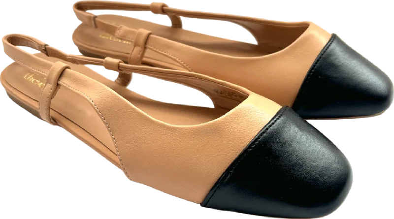 Friends Like These Nude/Black Toecap Slinger Flat Shoes UK 6