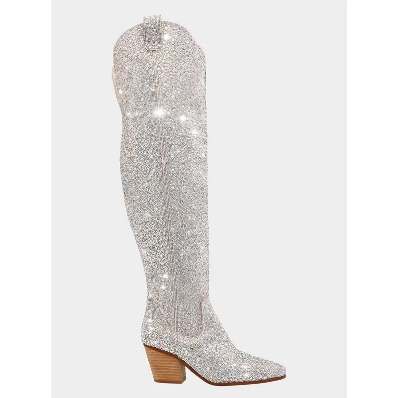 tall boots with soft leather-Rodeo Rhinestones