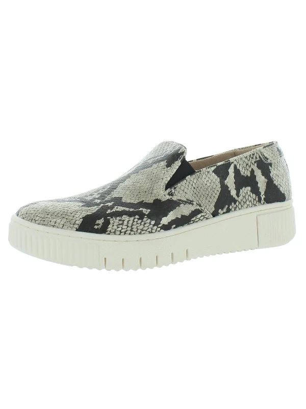 Flats near urban hubs-Trisha Womens Faux Leather Snake Print Slip-On Sneakers