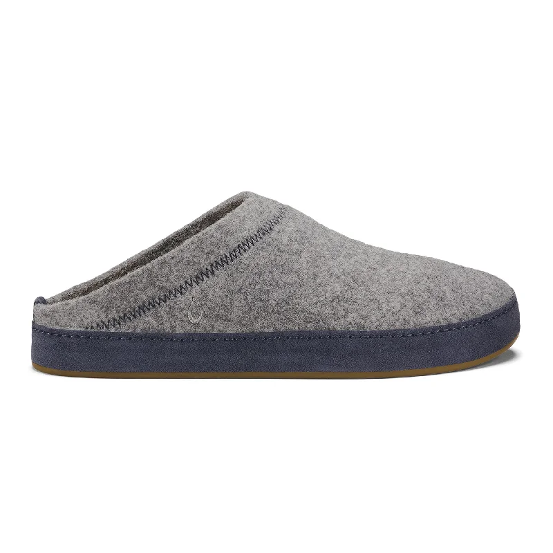 Slippers with soft stitch-Men's Olukai Hamani Hulu Graphite/Trench Blue