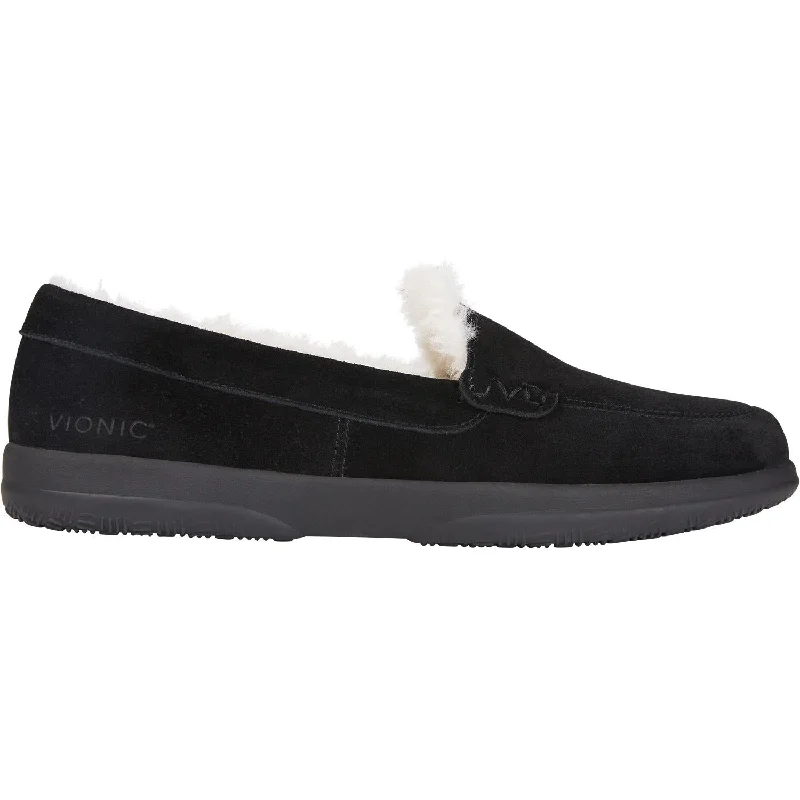 Slippers for snowy nights-Women's Vionic Lynez Slippers Black Suede